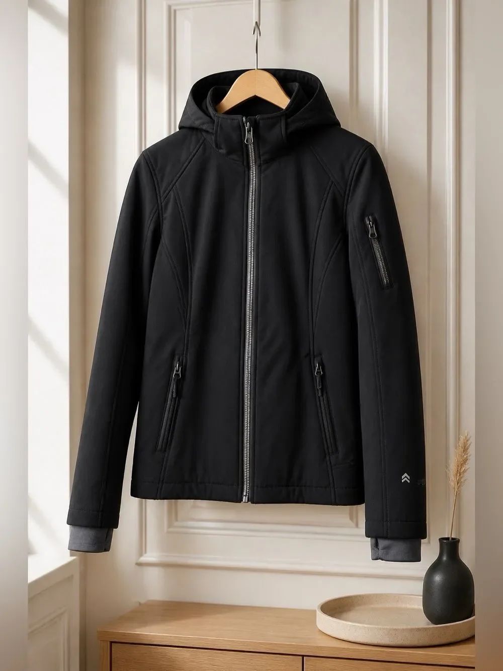 Ladies Black Free Country Hooded Jacket Size Small